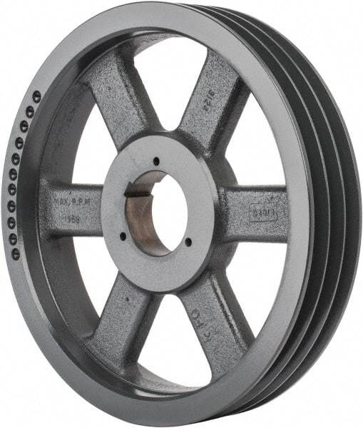 Browning - 3 Groove, 5/8 to 2-1/4 Bore Diam, 12.68" Outside Diam, QD Bushed V Belt Sheave - 12.5 5V Diam Belt Pitch - Exact Tool & Supply