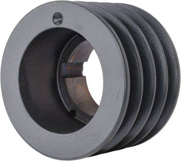 Browning - 4 Groove, 5/8 to 2-1/4 Bore Diam, 4.88" Outside Diam, QD Bushed V Belt Sheave - 4.7 5V Diam Belt Pitch - Exact Tool & Supply