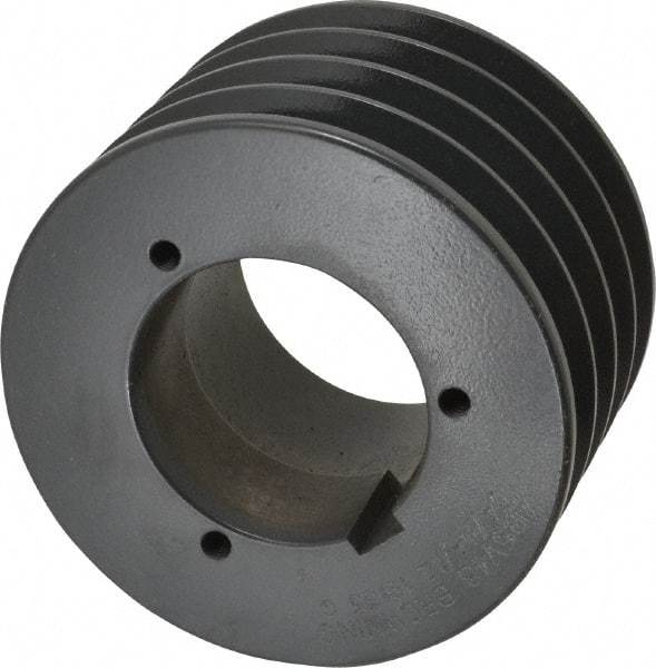 Browning - 4 Groove, 5/8 to 2-1/4 Bore Diam, 5.08" Outside Diam, QD Bushed V Belt Sheave - 4.9 5V Diam Belt Pitch - Exact Tool & Supply