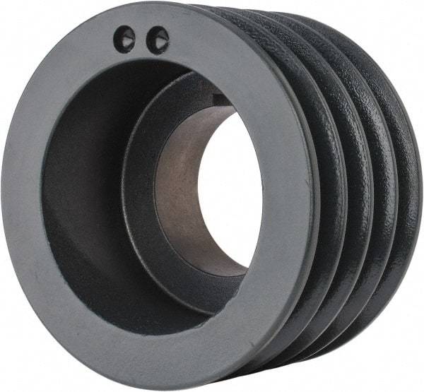 Browning - 4 Groove, 5/8 to 2-1/4 Bore Diam, 5.48" Outside Diam, QD Bushed V Belt Sheave - 5.3 5V Diam Belt Pitch - Exact Tool & Supply