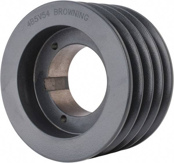 Browning - 4 Groove, 5/8 to 2-1/4 Bore Diam, 5.68" Outside Diam, QD Bushed V Belt Sheave - 5.5 5V Diam Belt Pitch - Exact Tool & Supply