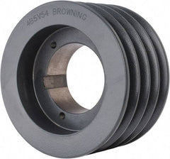 Browning - 4 Groove, 5/8 to 2-1/4 Bore Diam, 5.68" Outside Diam, QD Bushed V Belt Sheave - 5.5 5V Diam Belt Pitch - Exact Tool & Supply