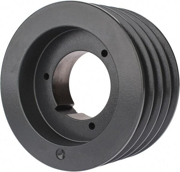 Browning - 4 Groove, 5/8 to 2-1/4 Bore Diam, 6.08" Outside Diam, QD Bushed V Belt Sheave - 5.9 5V Diam Belt Pitch - Exact Tool & Supply