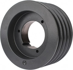 Browning - 4 Groove, 5/8 to 2-1/4 Bore Diam, 6.08" Outside Diam, QD Bushed V Belt Sheave - 5.9 5V Diam Belt Pitch - Exact Tool & Supply