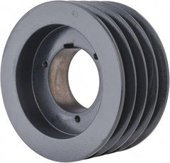 Browning - 4 Groove, 5/8 to 2-1/4 Bore Diam, 6.28" Outside Diam, QD Bushed V Belt Sheave - 6.1 5V Diam Belt Pitch - Exact Tool & Supply