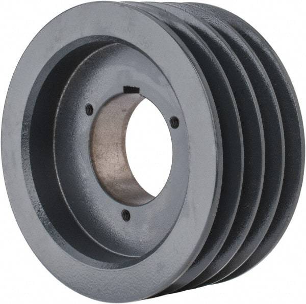 Browning - 4 Groove, 5/8 to 2-1/4 Bore Diam, 6.88" Outside Diam, QD Bushed V Belt Sheave - 6.7 5V Diam Belt Pitch - Exact Tool & Supply