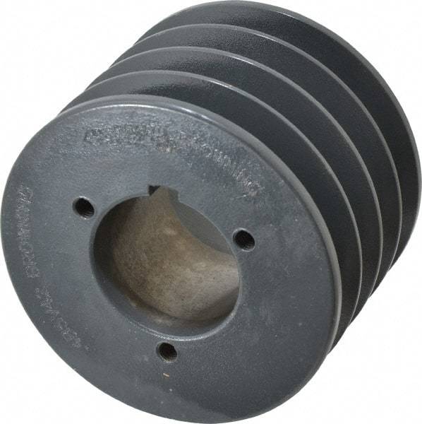 Browning - 4 Groove, 1/2 to 2-7/16 Bore Diam, 4.48" Outside Diam, QD Bushed V Belt Sheave - 4.3 5V Diam Belt Pitch - Exact Tool & Supply
