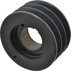 Browning - 3 Groove, 1/2 to 2-7/16 Bore Diam, 4.68" Outside Diam, QD Bushed V Belt Sheave - 4.5 5V Diam Belt Pitch - Exact Tool & Supply