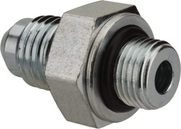 Voss - 7/16-20 x 1/8 Male Thread, Zinc Plated Carbon Steel Industrial Pipe Adapter - MJIC x MBSPP - Exact Tool & Supply
