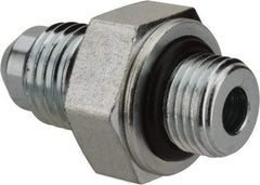 Voss - 7/16-20 x 1/8 Male Thread, Zinc Plated Carbon Steel Industrial Pipe Adapter - MJIC x MBSPP - Exact Tool & Supply