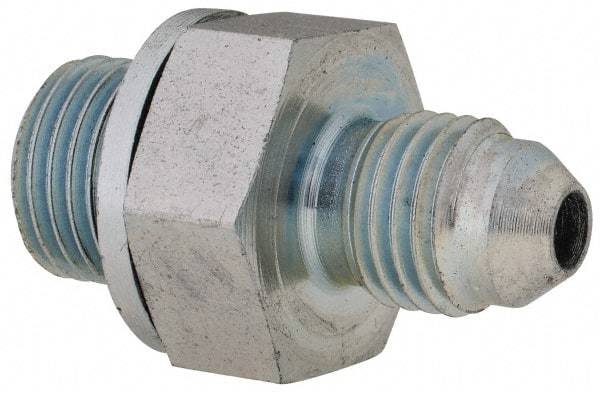 Voss - 7/16-20 x 1/4 Male Thread, Zinc Plated Carbon Steel Industrial Pipe Adapter - MJIC x MBSPP - Exact Tool & Supply