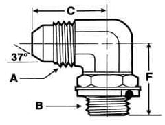 Voss - 3/4-16 x 1/2 Male Thread, Zinc Plated Carbon Steel Industrial Pipe 90° Elbow Adapter - MJIC x MBSPP - Exact Tool & Supply