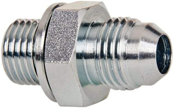 Voss - 9/16-18 x 1/4 Male Thread, Zinc Plated Carbon Steel Industrial Pipe Adapter - MJIC x MBSPP - Exact Tool & Supply