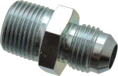 Voss - 9/16-18 x 3/8 Male Thread, Zinc Plated Carbon Steel Industrial Pipe Adapter - MJIC x MBSPT - Exact Tool & Supply