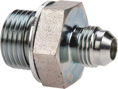 Voss - 9/16-18 x 1/2 Male Thread, Zinc Plated Carbon Steel Industrial Pipe Adapter - MJIC x MBSPP - Exact Tool & Supply