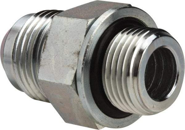 Voss - 3/4-16 x 3/8 Male Thread, Zinc Plated Carbon Steel Industrial Pipe Adapter - MJIC x MBSPP - Exact Tool & Supply