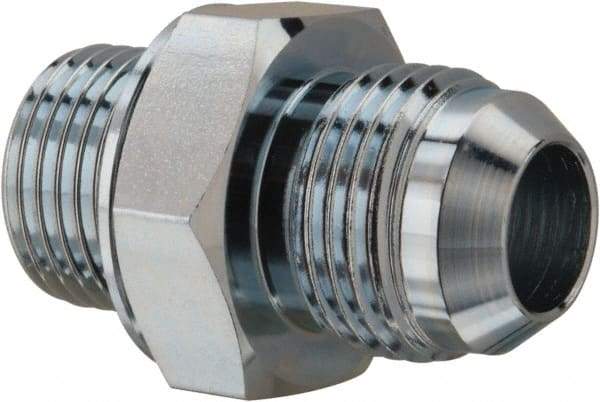 Voss - 7/8-14 x 1/2 Male Thread, Zinc Plated Carbon Steel Industrial Pipe Adapter - MJIC x MBSPP - Exact Tool & Supply