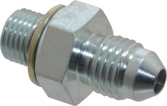 Voss - 7/16-20 x M10x1 Male Thread, Zinc Plated Carbon Steel Industrial Pipe Adapter - MJIC x Male Metric - Exact Tool & Supply