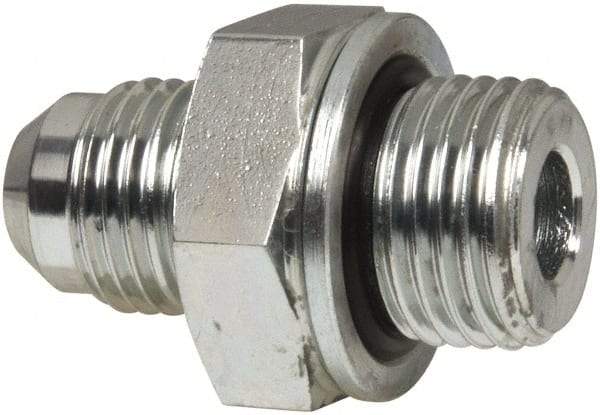 Voss - 9/16-18 x M16x1.5 Male Thread, Zinc Plated Carbon Steel Industrial Pipe Adapter - MJIC x Male Metric - Exact Tool & Supply