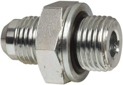 Voss - 9/16-18 x M16x1.5 Male Thread, Zinc Plated Carbon Steel Industrial Pipe Adapter - MJIC x Male Metric - Exact Tool & Supply