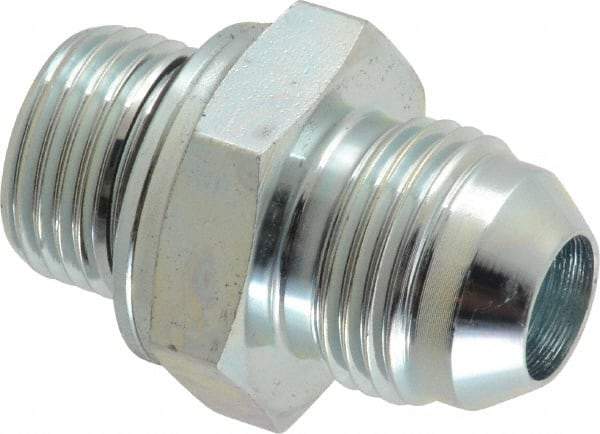 Voss - 3/4-16 x M18x1.5 Male Thread, Zinc Plated Carbon Steel Industrial Pipe Adapter - MJIC x Male Metric - Exact Tool & Supply
