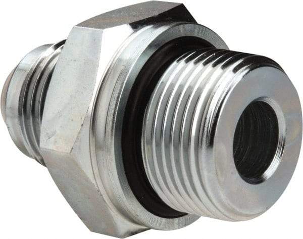 Voss - 3/4-16 x M22x1.5 Male Thread, Zinc Plated Carbon Steel Industrial Pipe Adapter - MJIC x Male Metric - Exact Tool & Supply