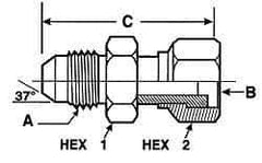 Voss - 9/16-18 Male Thread x 11/16-16 Female Thread, Zinc Plated Carbon Steel Industrial Pipe Adapter - MJIC x FORFS - Exact Tool & Supply