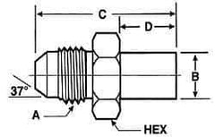 Voss - 3/4-16 x M12 Male Thread, Zinc Plated Carbon Steel Industrial Pipe Adapter - MJIC x Metric Standpipe - Exact Tool & Supply