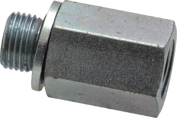 Voss - 1/8 Male Thread x 1/8 Female Thread, Zinc Plated Carbon Steel Industrial Pipe Adapter - MBSPP x FNPT - Exact Tool & Supply