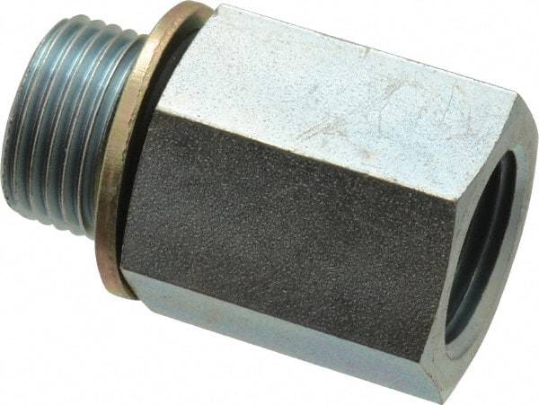 Voss - 3/8 Male Thread x 3/8 Female Thread, Zinc Plated Carbon Steel Industrial Pipe Adapter - MBSPP x FNPT - Exact Tool & Supply