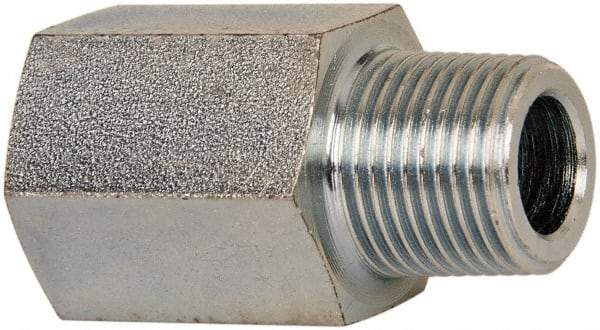 Voss - 3/8 Male Thread x 3/8 Female Thread, Zinc Plated Carbon Steel Industrial Pipe Adapter - MBSPT x FNPT - Exact Tool & Supply