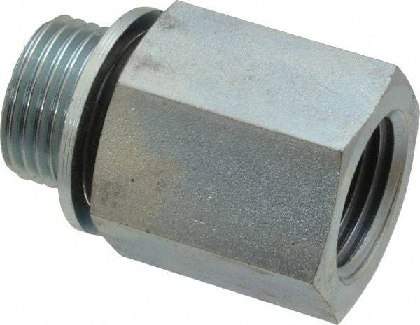 Voss - 1/2 Male Thread x 1/2 Female Thread, Zinc Plated Carbon Steel Industrial Pipe Adapter - MBSPP x FNPT - Exact Tool & Supply