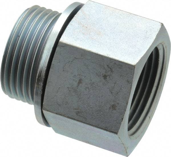 Voss - 1 Male Thread x 1 Female Thread, Zinc Plated Carbon Steel Industrial Pipe Adapter - MBSPP x FNPT - Exact Tool & Supply