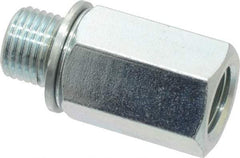 Voss - M10x1 Male Thread x 1/8 Female Thread, Zinc Plated Carbon Steel Industrial Pipe Adapter - Male Metric x FNPT - Exact Tool & Supply
