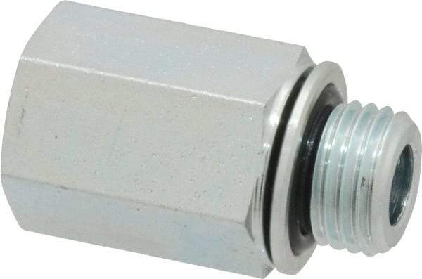 Voss - M14x1.5 Male Thread x 1/4 Female Thread, Zinc Plated Carbon Steel Industrial Pipe Adapter - Male Metric x FNPT - Exact Tool & Supply