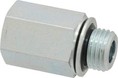 Voss - M14x1.5 Male Thread x 1/4 Female Thread, Zinc Plated Carbon Steel Industrial Pipe Adapter - Male Metric x FNPT - Exact Tool & Supply