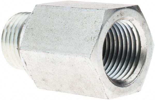 Voss - M16x1.5 Male Thread x 3/8 Female Thread, Zinc Plated Carbon Steel Industrial Pipe Adapter - Male Metric x FNPT - Exact Tool & Supply