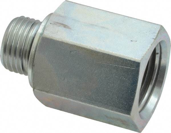 Voss - M16x1.5 Male Thread x 1/2 Female Thread, Zinc Plated Carbon Steel Industrial Pipe Adapter - Male Metric x FNPT - Exact Tool & Supply