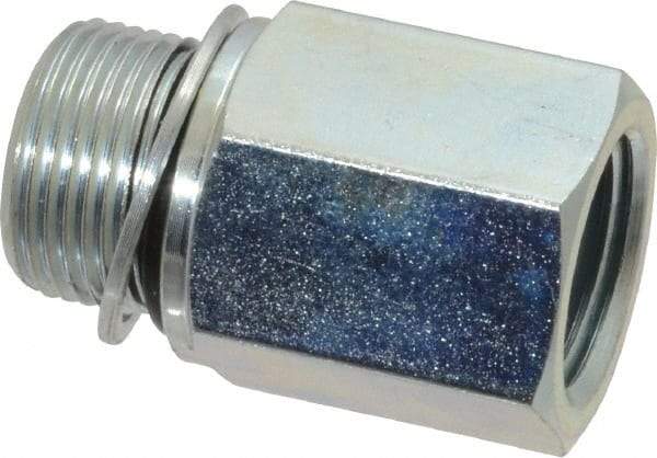 Voss - M22x1.5 Male Thread x 1/2 Female Thread, Zinc Plated Carbon Steel Industrial Pipe Adapter - Male Metric x FNPT - Exact Tool & Supply