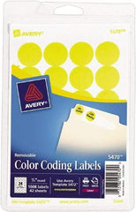 AVERY - 3/4" Wide x 3/4" Long, Neon Yellow Paper Color Coding Labels - For Laser/Inkjet Printers - Exact Tool & Supply