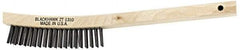 Blackhawk by Proto - 19 Rows x 3 Columns Steel Scratch Brush - 14" OAL, 1-3/16" Trim Length, Wood Curved Handle - Exact Tool & Supply