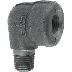 Made in USA - Size 1/4", Class 3,000, Forged Carbon Steel Black Pipe 90° Street Elbow - 3,000 psi, Threaded End Connection - Exact Tool & Supply