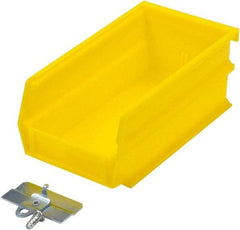 Triton - 7-3/8" Deep, Yellow Polypropylene Hopper Stacking Bin - 3" High x 4-1/8" Wide x 7-3/8" Long - Exact Tool & Supply