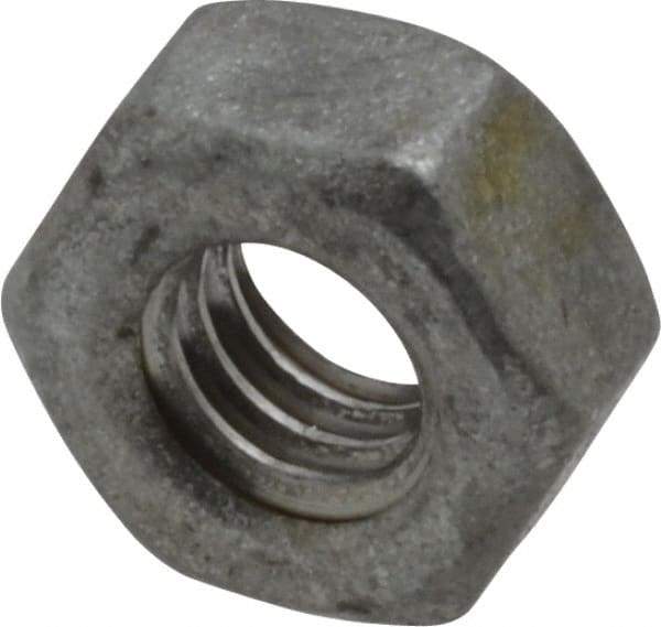 Value Collection - 1/4-20 UNC Steel Right Hand Hex Nut - 7/16" Across Flats, 7/32" High, Hot Dipped Galvanized Finish - Exact Tool & Supply
