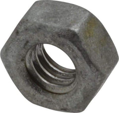 Value Collection - 1/4-20 UNC Steel Right Hand Hex Nut - 7/16" Across Flats, 7/32" High, Hot Dipped Galvanized Finish - Exact Tool & Supply