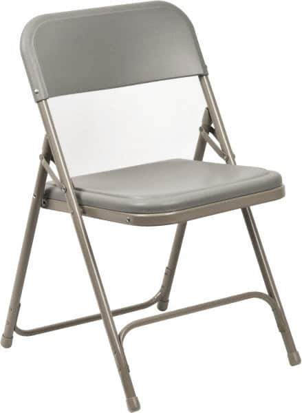 NPS - 18-3/4" Wide x 16-1/4" Deep x 29-3/4" High, Steel Folding Chair with Plastic Seat & Back - Gray with Gray Frame - Exact Tool & Supply