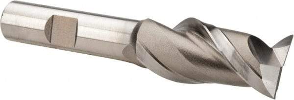 Hertel - 3/4", 1-5/8" LOC, 1/2" Shank Diam, 3-5/8" OAL, 2 Flute, High Speed Steel Square End Mill - Single End, Uncoated, Spiral Flute, 42° Helix, Centercutting, Right Hand Cut, Right Hand Flute - Exact Tool & Supply