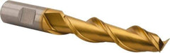 Hertel - 3/4", 3" LOC, 3/4" Shank Diam, 5-1/4" OAL, 2 Flute, High Speed Steel Square End Mill - Single End, TiN Finish, Spiral Flute, 42° Helix, Centercutting, Right Hand Cut, Right Hand Flute - Exact Tool & Supply