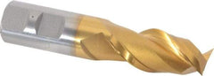 Hertel - 7/8", 1-7/8" LOC, 7/8" Shank Diam, 4-1/8" OAL, 2 Flute, High Speed Steel Square End Mill - Single End, TiN Finish, Spiral Flute, 42° Helix, Centercutting, Right Hand Cut, Right Hand Flute - Exact Tool & Supply