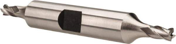 Hertel - 5/32", 15/64" LOC, 3/8" Shank Diam, 2-3/4" OAL, 4 Flute, High Speed Steel Square End Mill - Double End, Uncoated, Spiral Flute, 30° Helix, Right Hand Cut, Right Hand Flute - Exact Tool & Supply